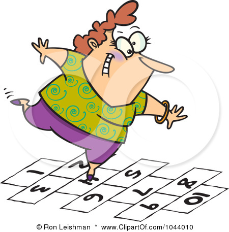 hop scotching woman